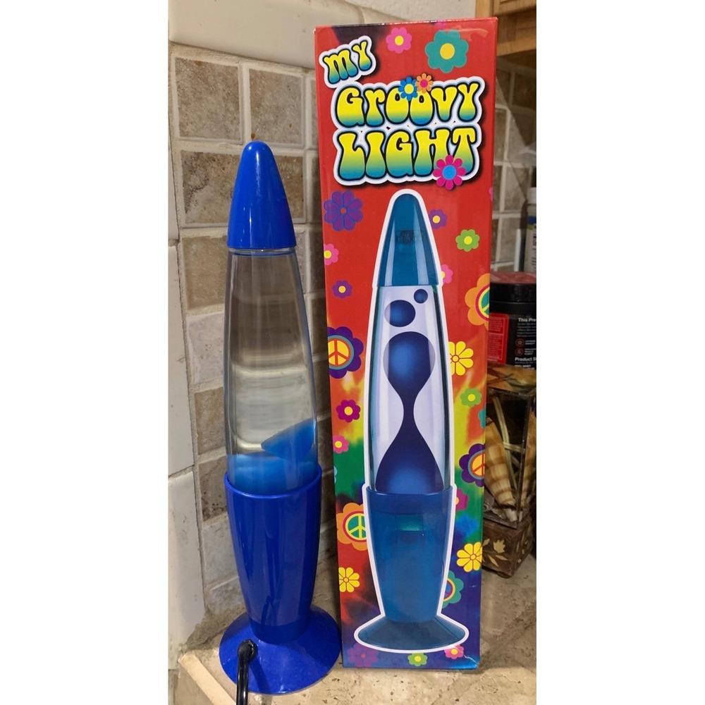 Groovy Lamp 13.5 Inch Tabletop Lava Lamp, Blue, Tested/Works